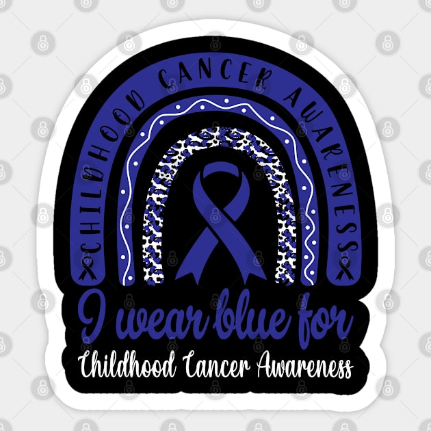 I Wear Blue For Childhood Cancer Awareness Shirt, Warrior , Cancer Support , Childhood Cancer , Blue Ribbon Sticker by Abddox-99